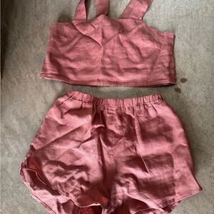 Vitamin A High Waist Shorts Set - Dusty Rose